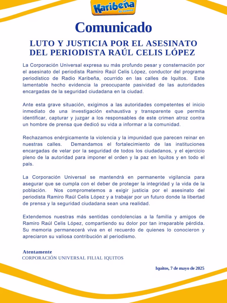 Asesinan a periodista Raúl Célis en Iquitos: le dispararon mientras iba en mototaxi al trabajo junto con su hijo 2 Asesinato en Iquitos.